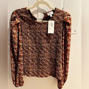 Evereve smocked floral blouse, XL